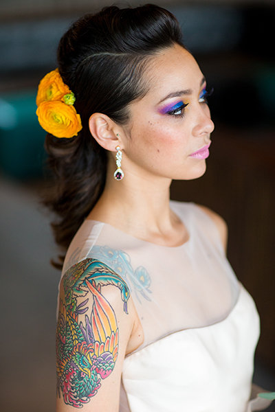 Textured Medium Ponytail With Flowers