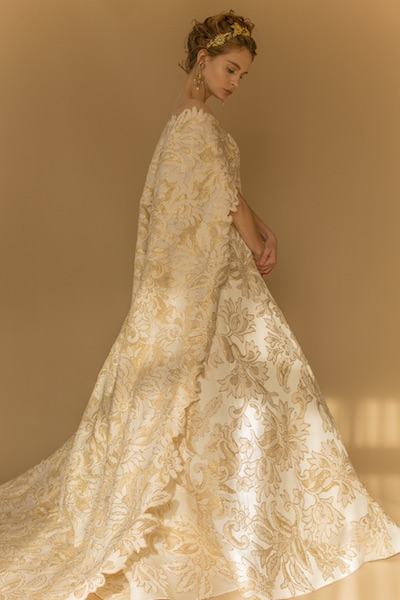 Francesca Miranda Metallic Gold Embroidered Cape