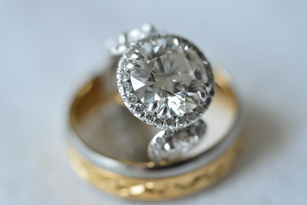 Three-Stone Engagement Ring & Wedding Bands