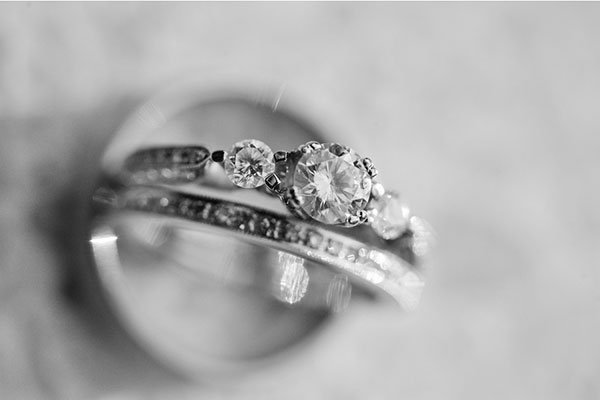 Three-Stone Engagement Ring & Wedding Bands