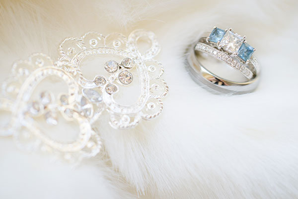 Three-Stone Engagement Ring & Wedding Bands