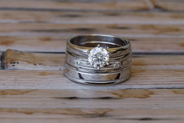 Solitaire Engagement Ring & Wedding Bands