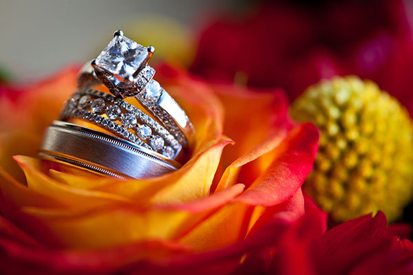 Three-Stone Engagement Ring & Wedding Bands