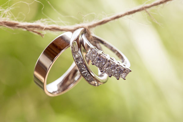 Five-Stone Engagement Ring & Wedding Bands