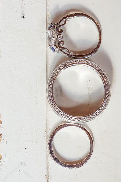 Three-Stone Engagement Ring & Wedding Bands