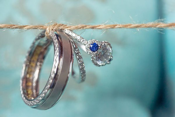 Three-Stone Engagement Ring & Wedding Bands