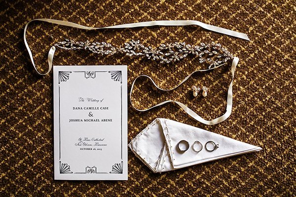 Pack two complete sets of menus, escort cards, ceremony programs, postage, and addressed (but not mailed envelopes).