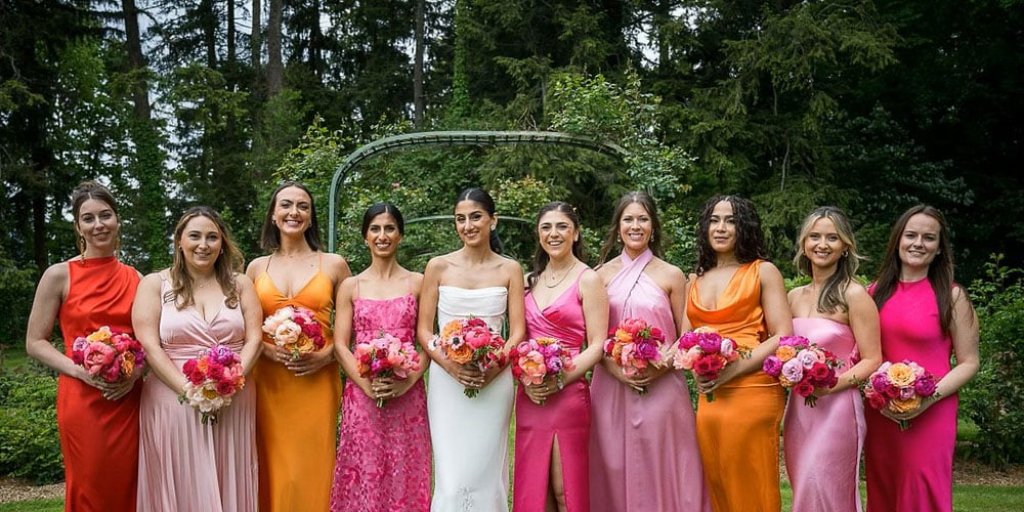 maid of honor bridesmaids and bride