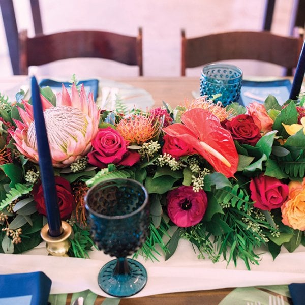 tropical wedding centerpiece