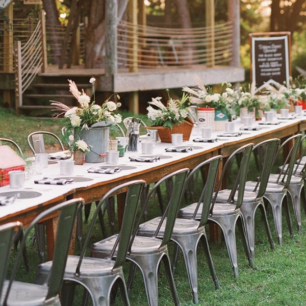 Rustic wedding reception table