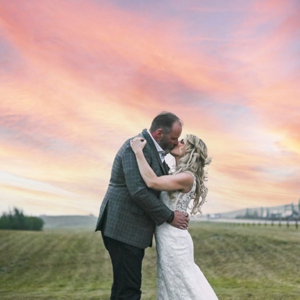 sunset wedding photo