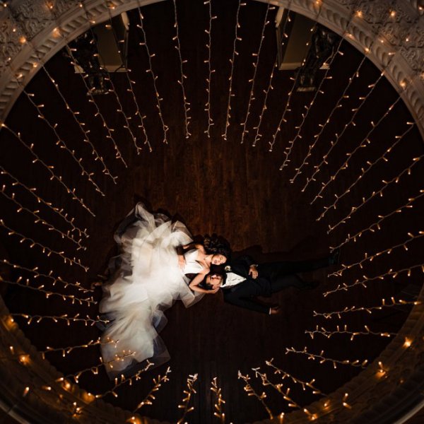 overhead photo bride and groom