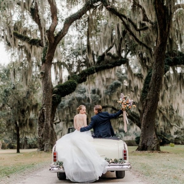 vintage wedding car