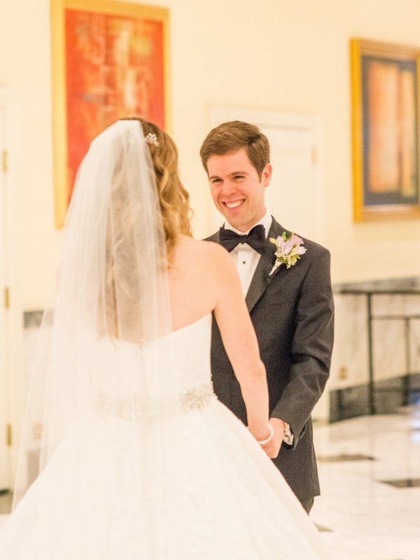 Bride and groom first look