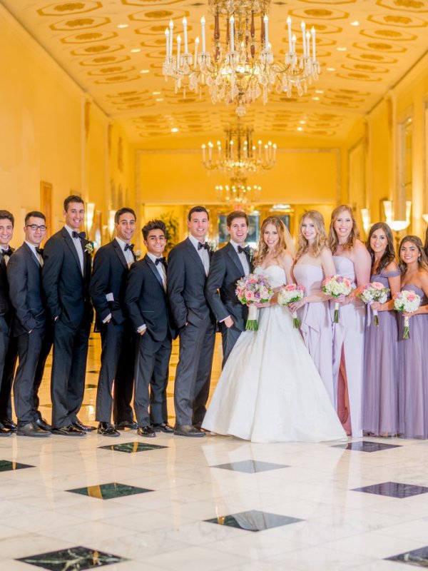 Bride and groom with wedding party