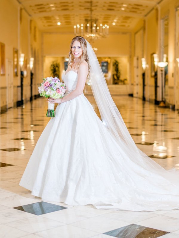 Bridal portrait in a hallway