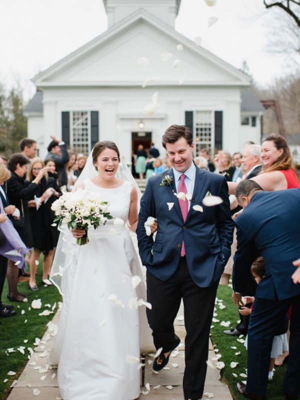 Bride and Groom Exiting Wedding Ceremony