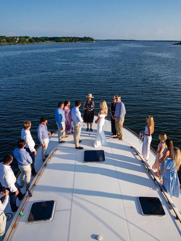 Intimate wedding on a boat Inn at Perry Cabin