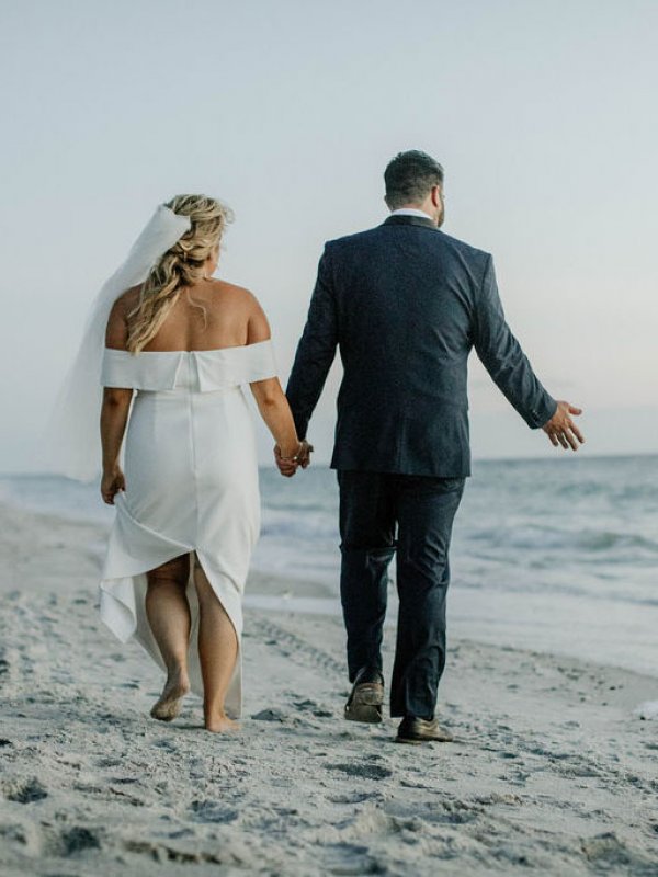 bride and groom on the beach