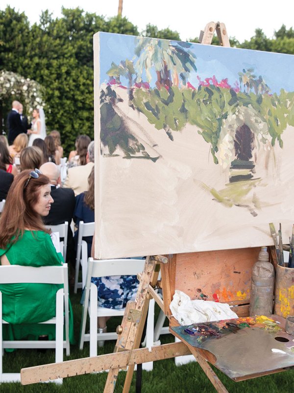 portrait painted during wedding ceremony