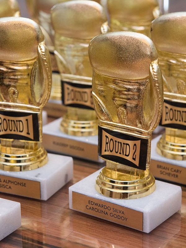 Boxing trophy wedding escort card