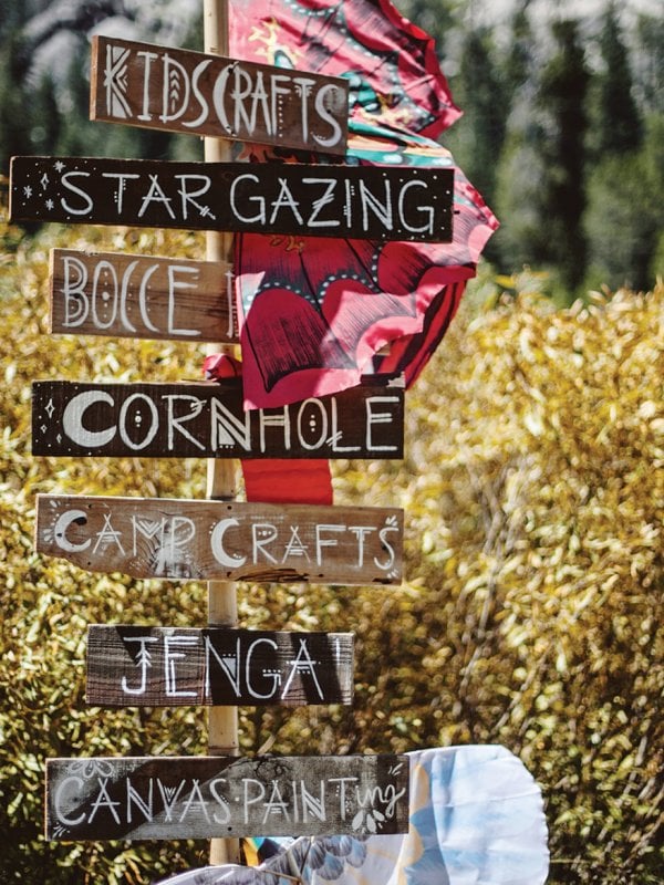 Directional signs at wedding