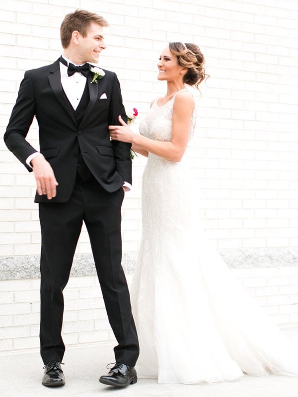 bride and groom first look