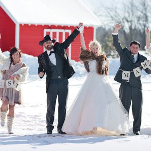 Winter wedding party