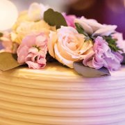 Wedding cake with flowers on top